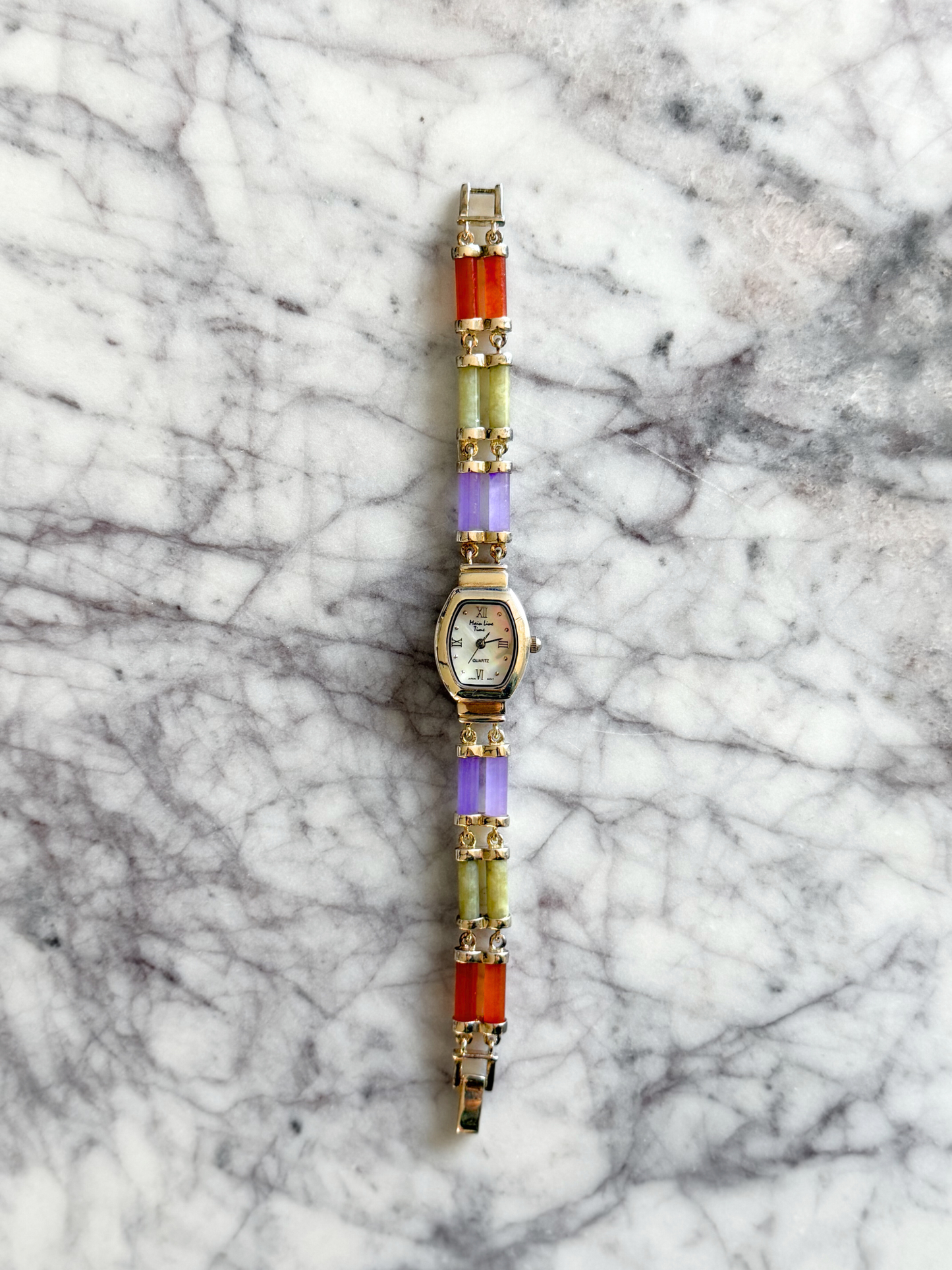 Vintage Cylindrical Sterling Ladder Gemstone Watch