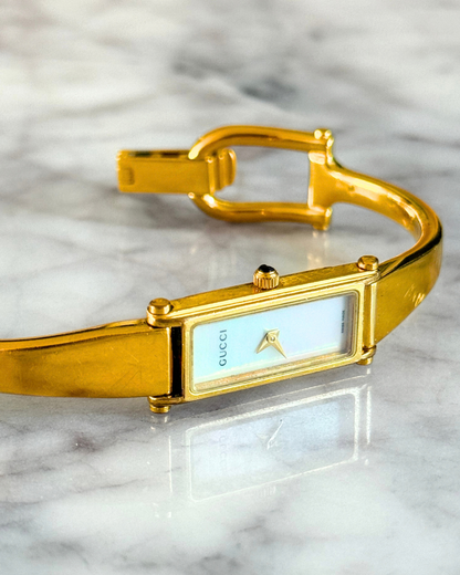 Vintage Gucci Reversible Horsebit Pearlescent Watch