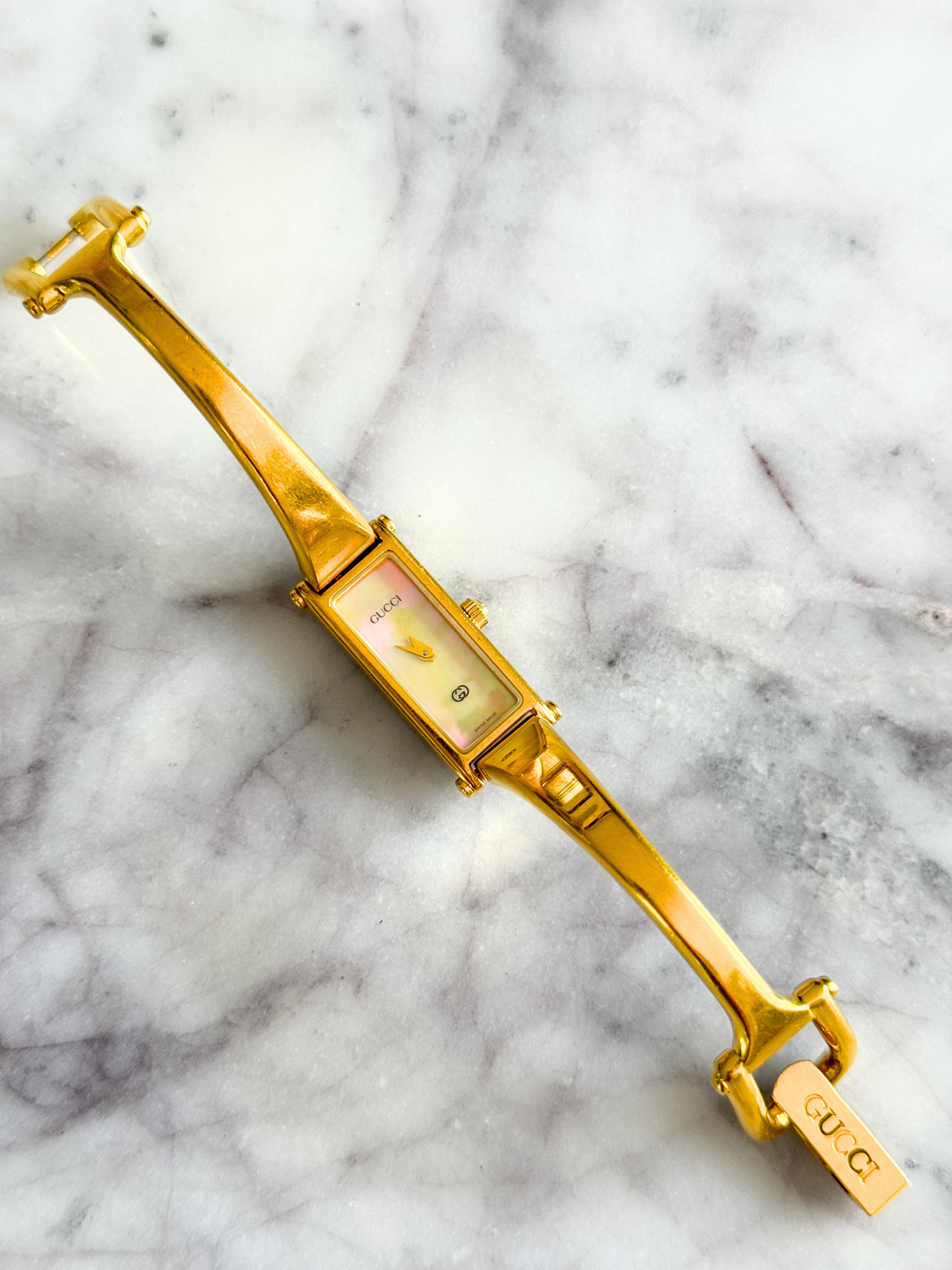 Vintage Gucci Reversible Horsebit Pearlescent Watch