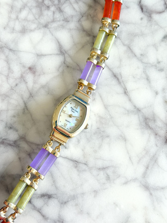 Vintage Cylindrical Sterling Ladder Gemstone Watch