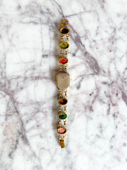 Vintage KJL Natural Gemstone Watch