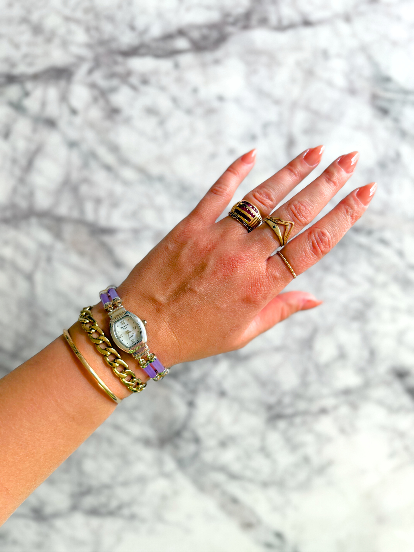 Vintage Cylindrical Sterling Ladder Gemstone Watch