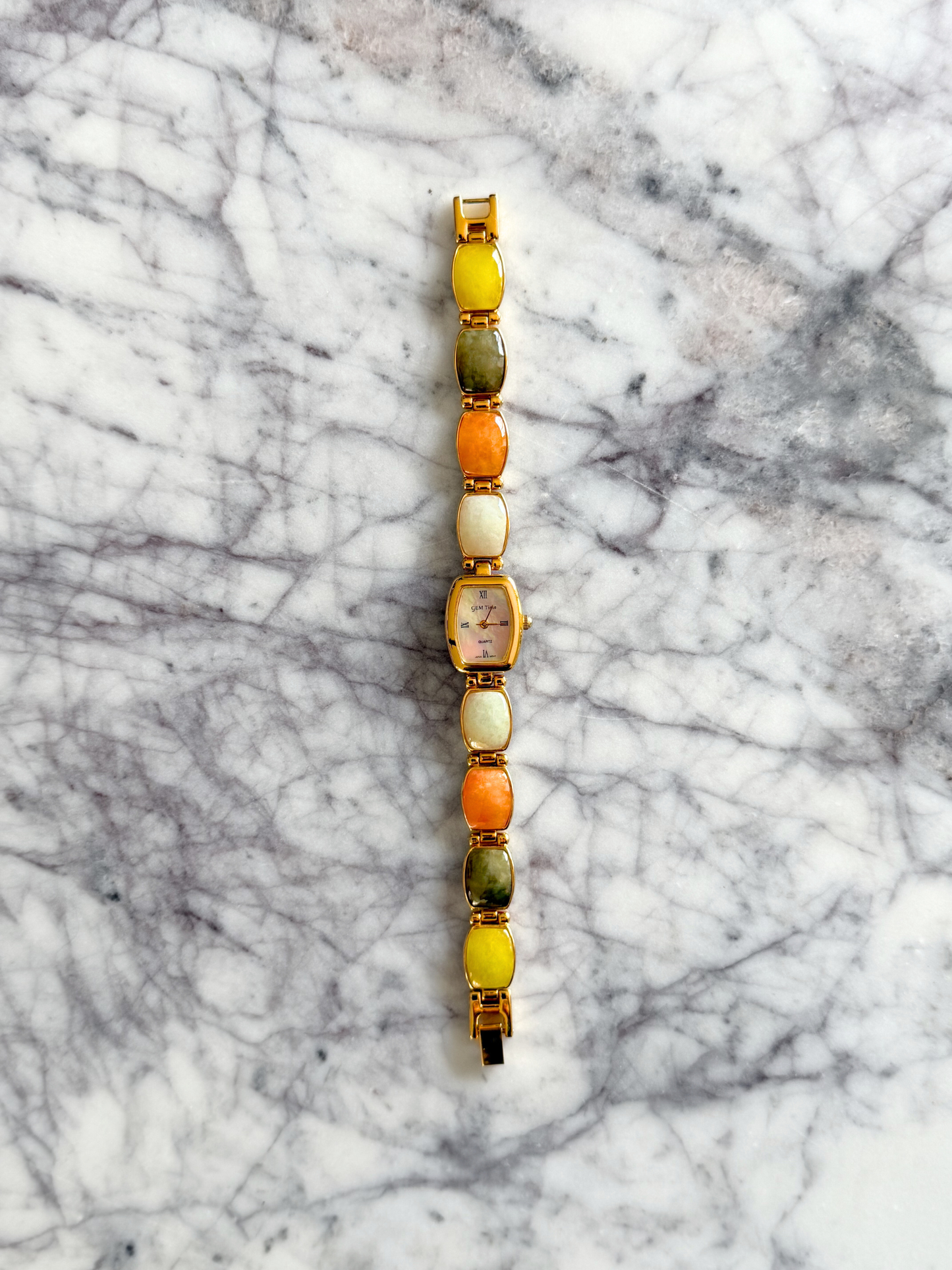 Vintage Squared Tropical Gemstone Watch