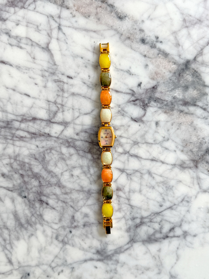 Vintage Squared Tropical Gemstone Watch