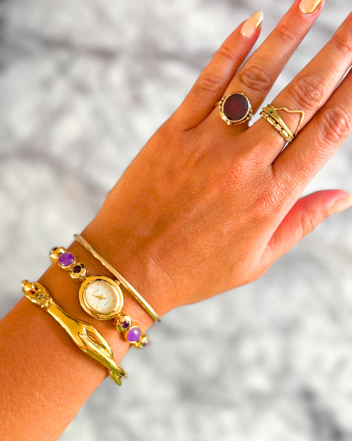 Vintage Amethyst Natural Gemstone Watch