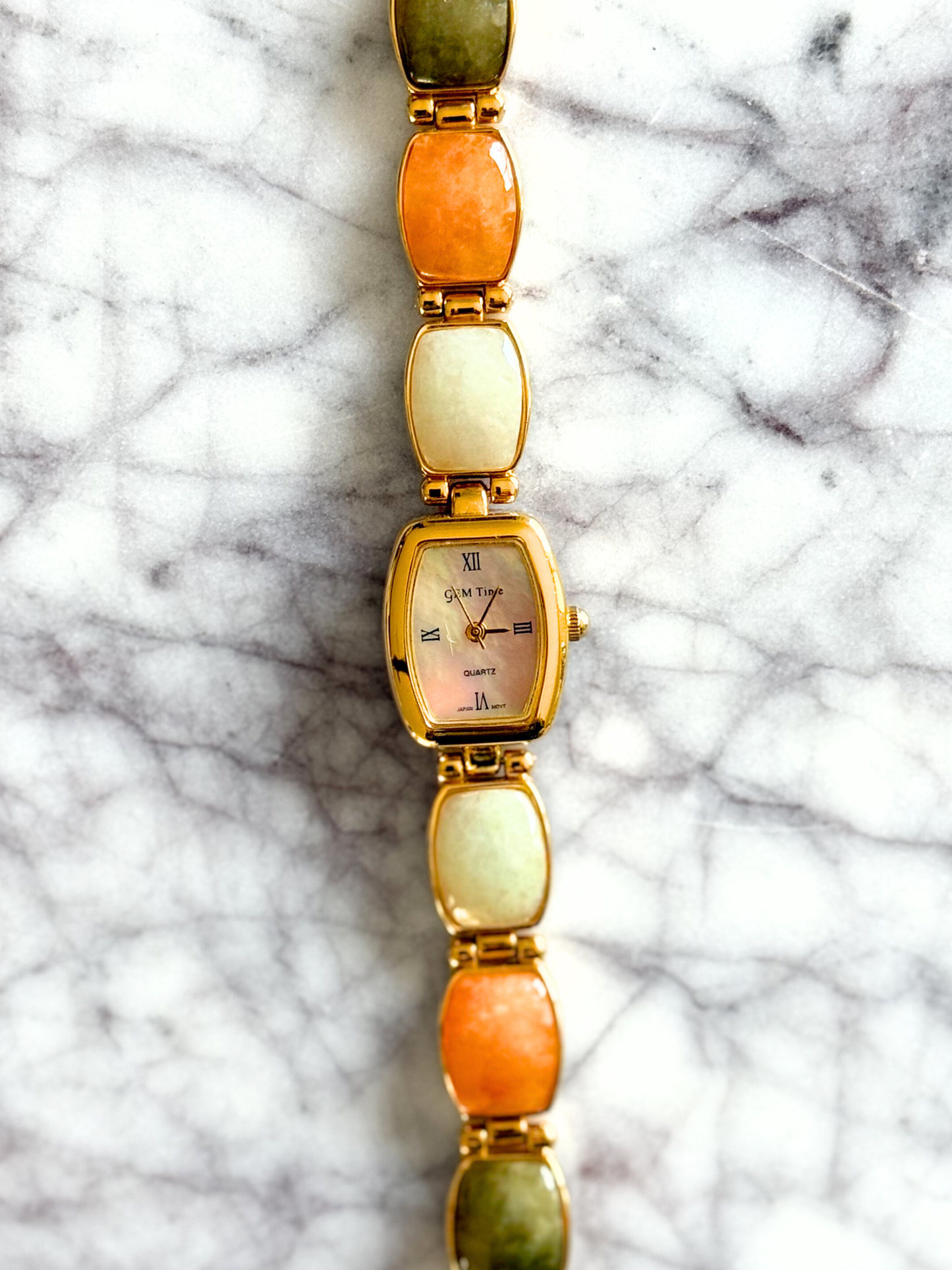 Vintage Squared Tropical Gemstone Watch