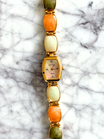 Vintage Squared Tropical Gemstone Watch