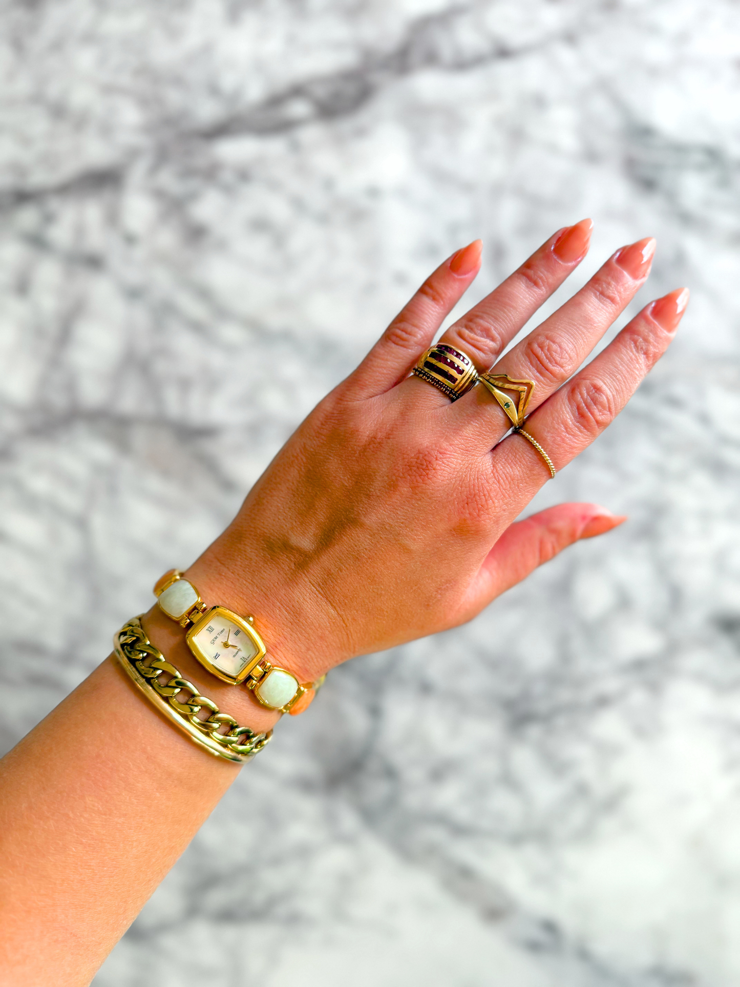 Vintage Squared Tropical Gemstone Watch