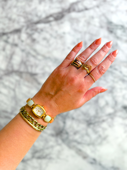 Vintage Squared Tropical Gemstone Watch
