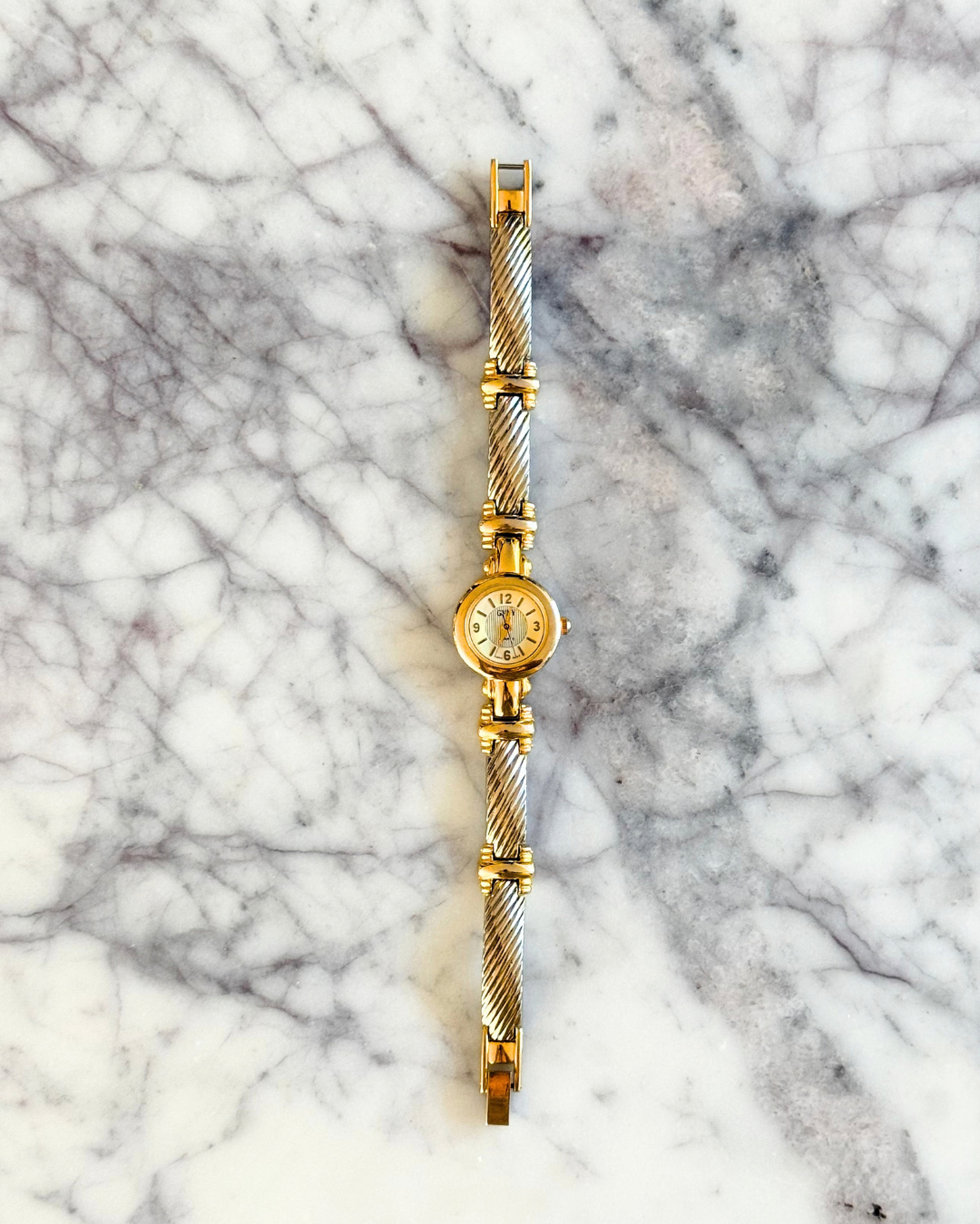 Vintage Mixed Metal Textured Band Watch