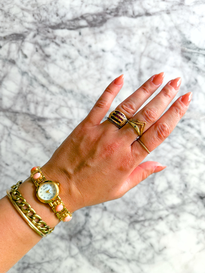 Vintage Cloudy Amber Lee Sands Gemstone Watch