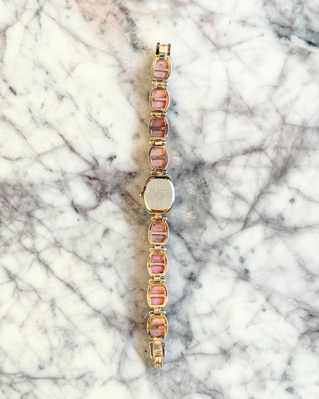 Natural Pink Gemstone & Sterling Silver Watch
