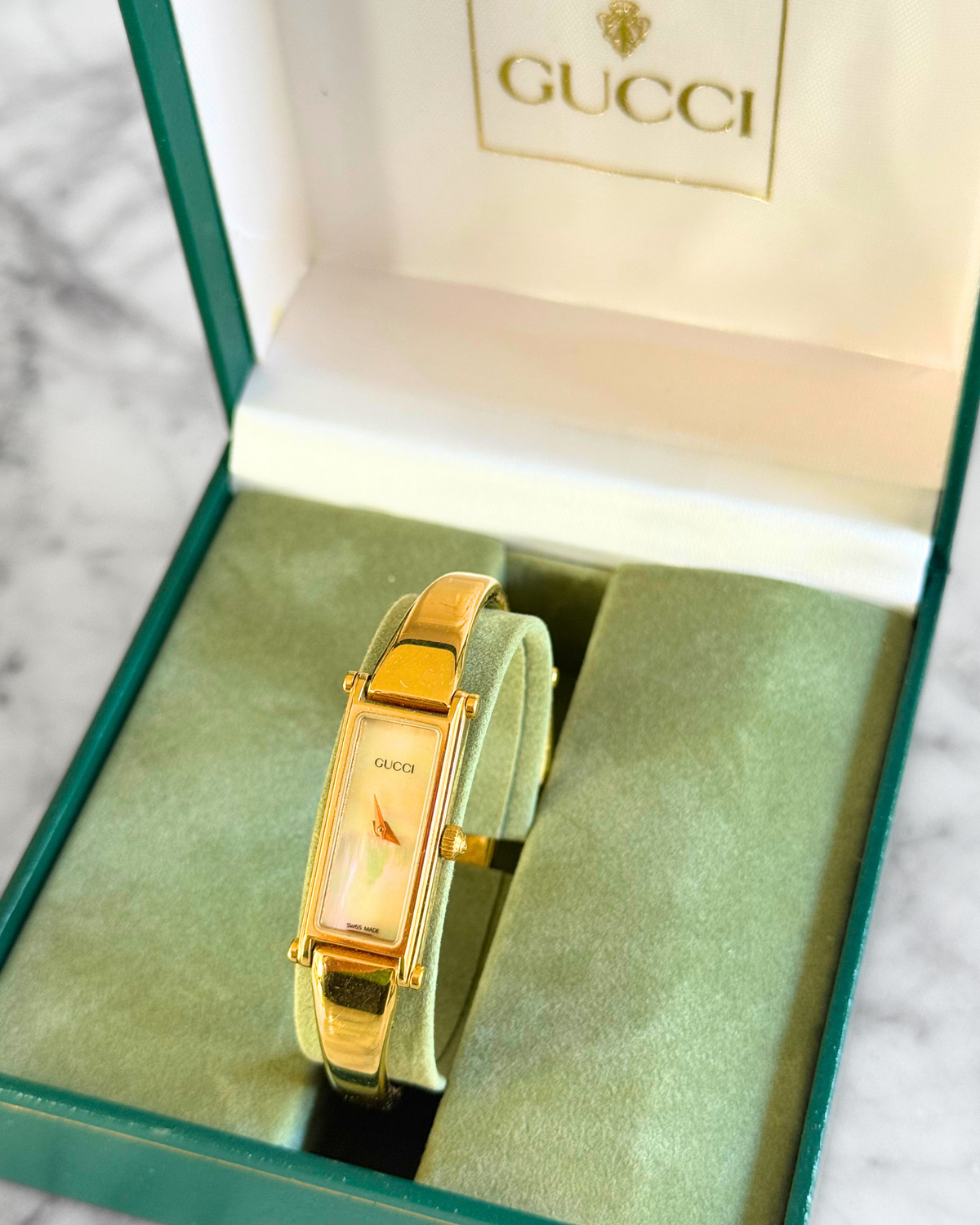 Vintage Gucci Reversible Horsebit Pearlescent Watch