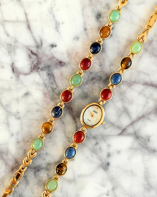 Natural Gemstone Watch & Bracelet Set