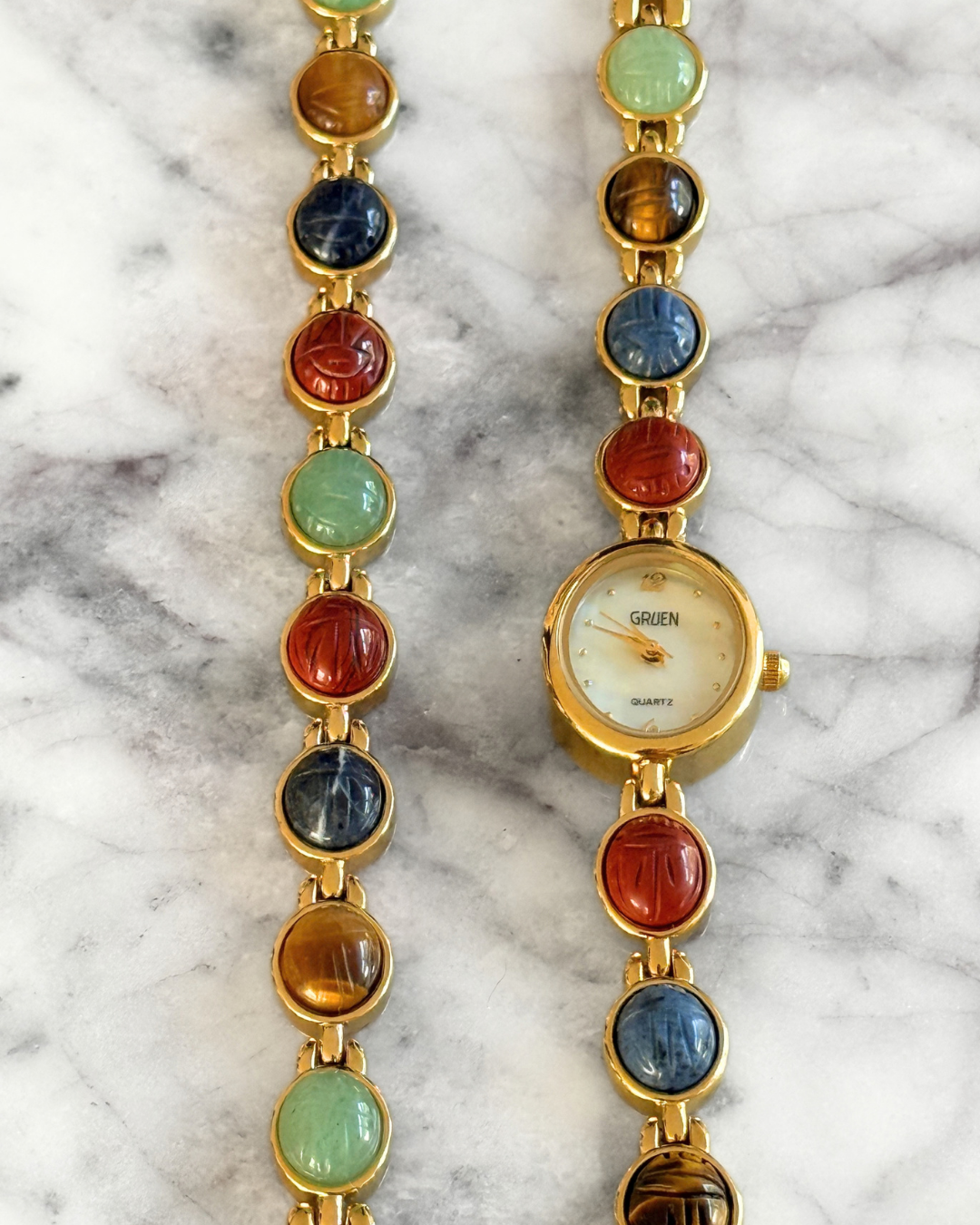 Natural Gemstone Watch & Bracelet Set