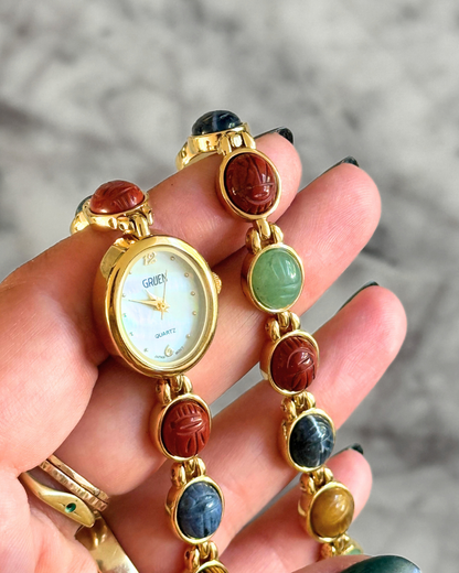Natural Gemstone Watch & Bracelet Set