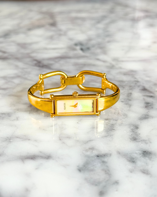 Vintage Gucci Reversible Horsebit Pearlescent Watch