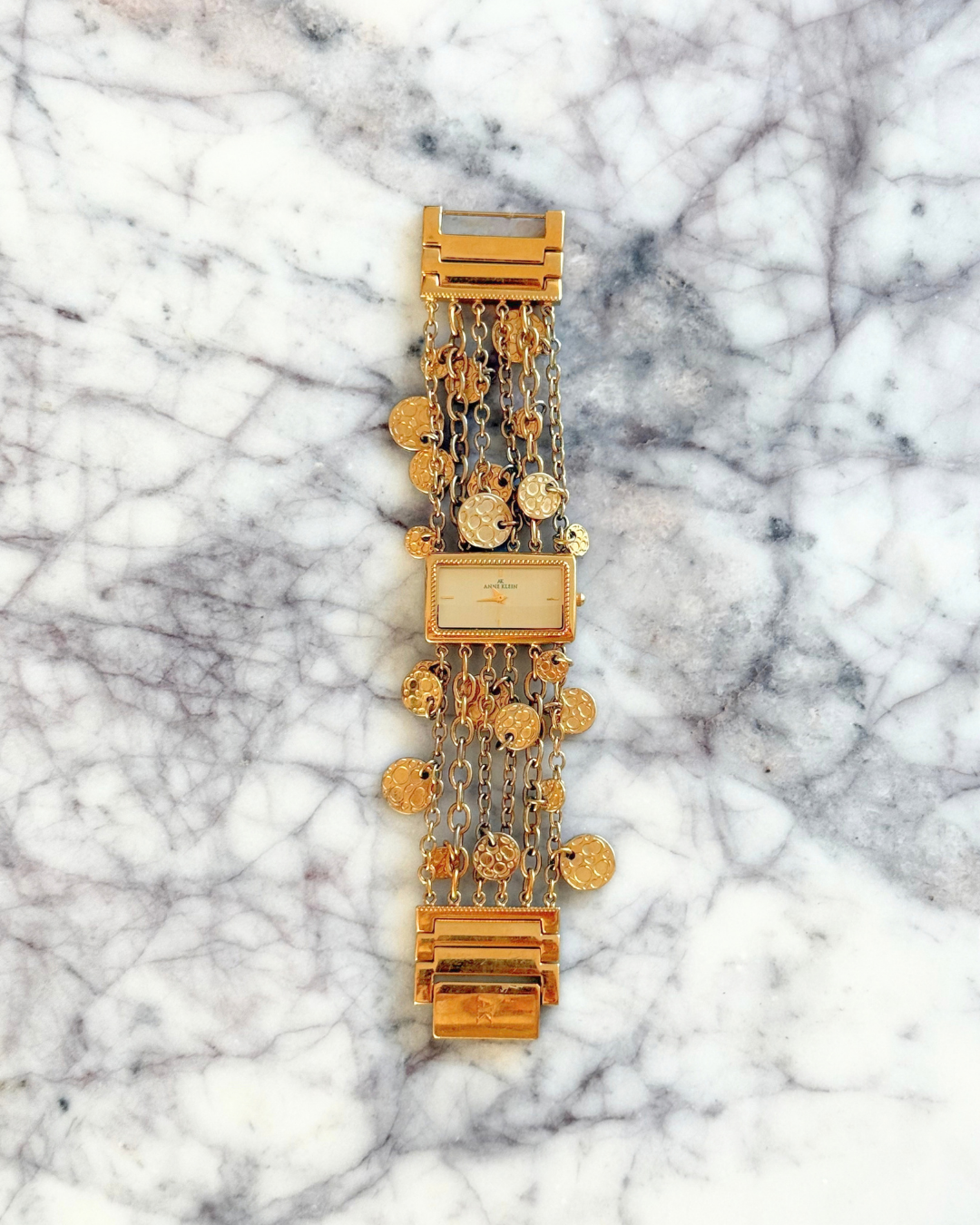 Gold Disc Chain Watch