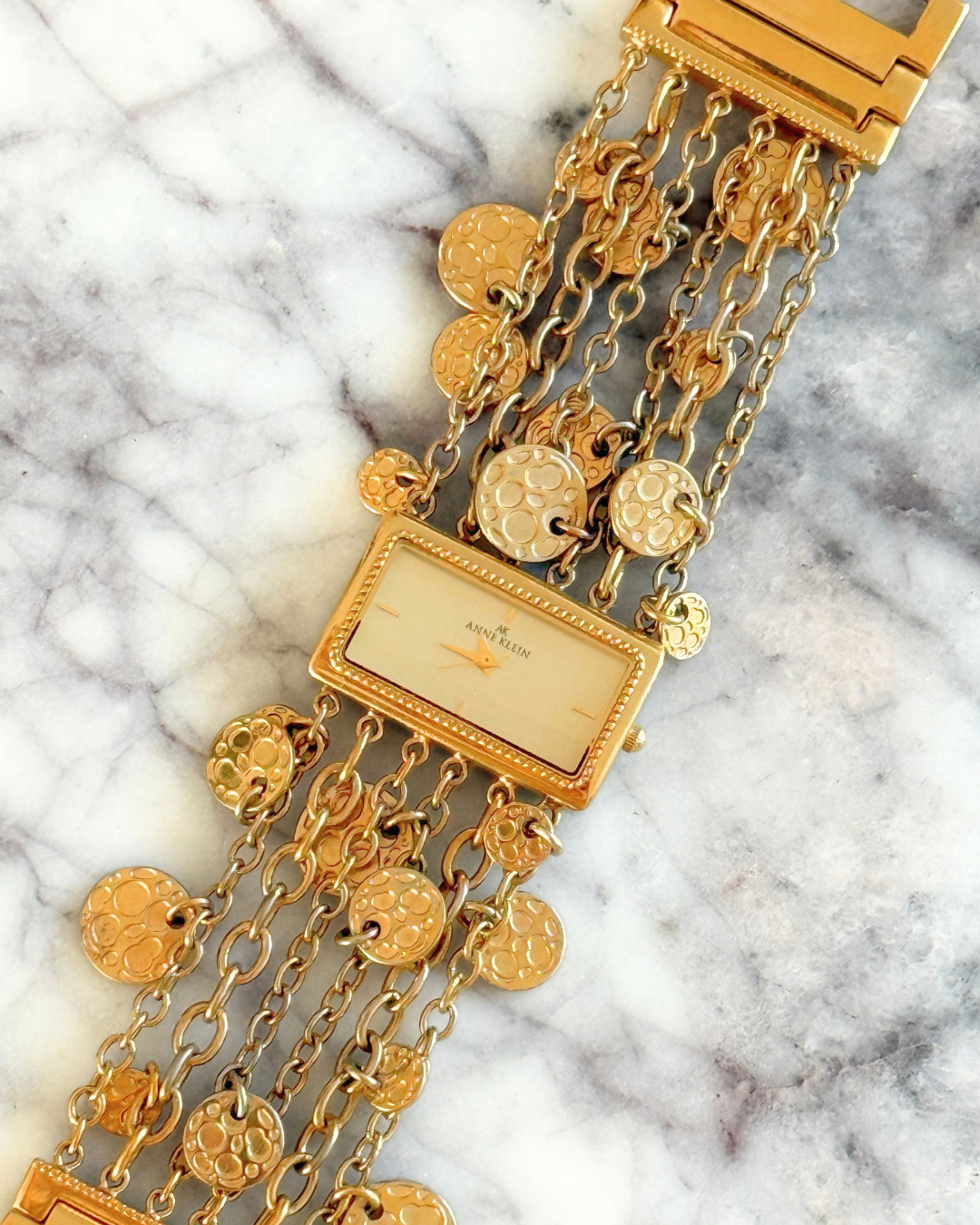 Gold Disc Chain Watch