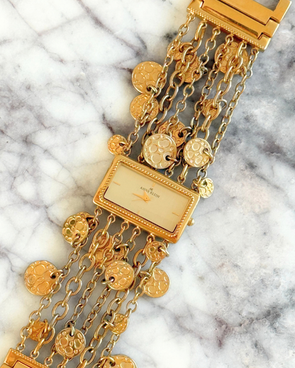 Gold Disc Chain Watch