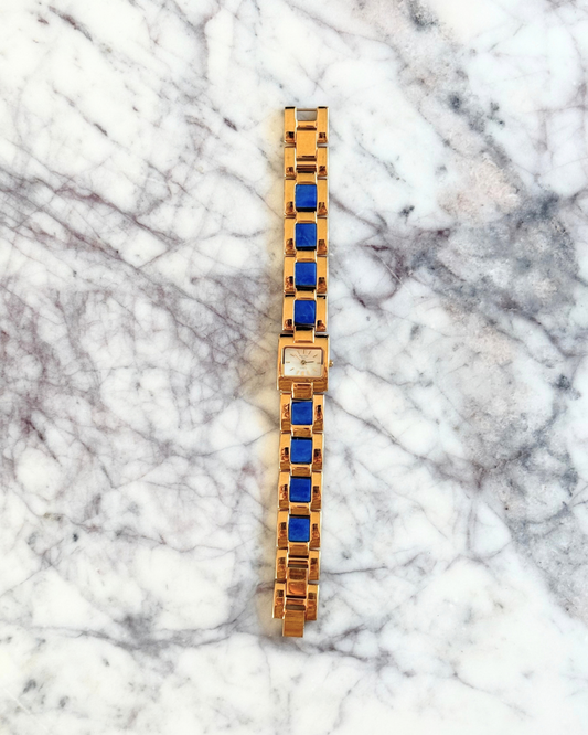 Vintage Lapis Gemstone Watch with Abalone Dial
