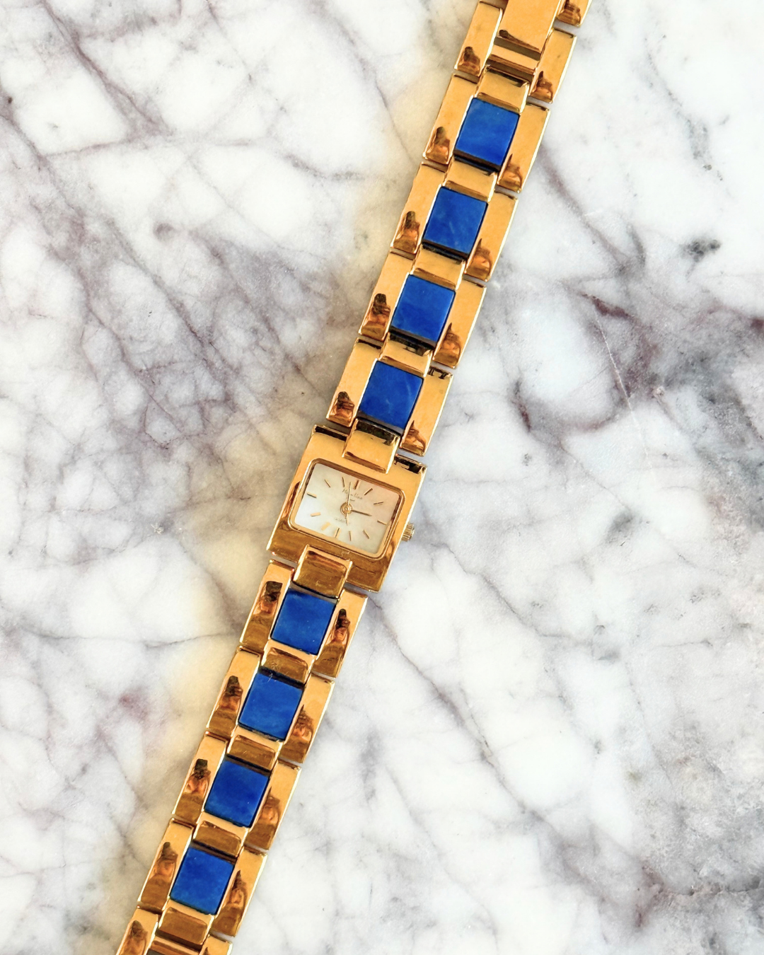 Vintage Lapis Gemstone Watch with Abalone Dial