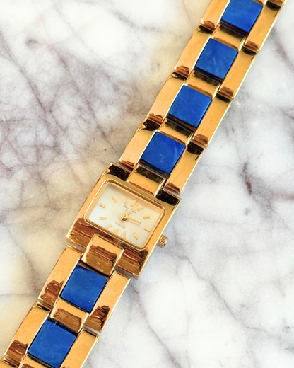 Vintage Lapis Gemstone Watch with Abalone Dial
