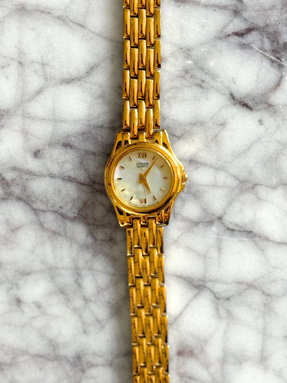 Vintage Gold Citizen Menswear Style with Abalone Dial