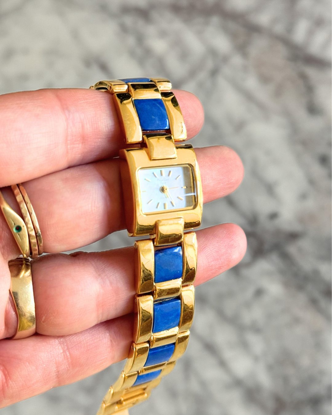 Vintage Lapis Gemstone Watch with Abalone Dial