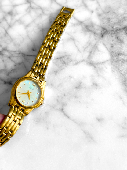 Vintage Gold Citizen Menswear Style with Abalone Dial